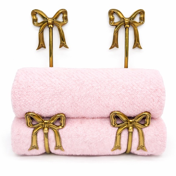 Vintage Solid Brass Ribbon Curtain Tieback Hollywood Regency Double Bow Hook - Picture 3 of 5